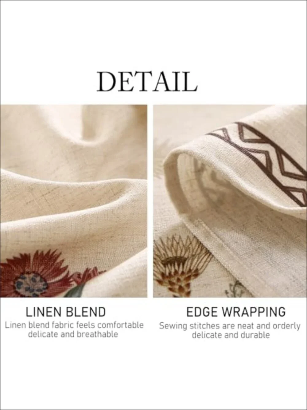 Linen Polyester Square Tablecloth 55x55 Floral Hand-Painted French Dining